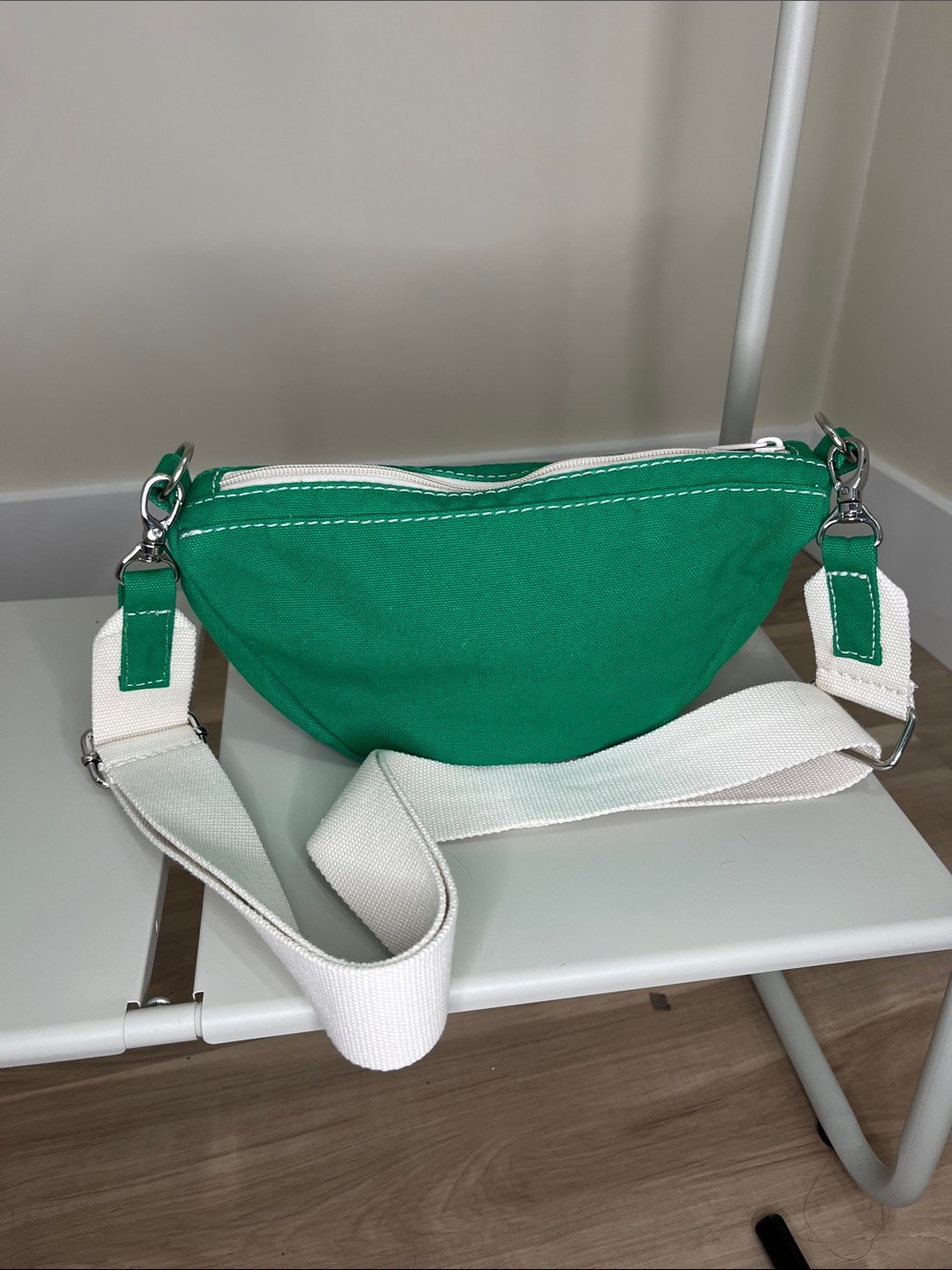 Lands' End Green Canvas Crossbody with White Strap